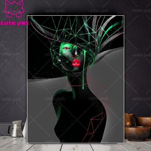 Diamond embroidery Abstract Nude Women red lips Eyes 3d diamond cross stitch fashion diamond mosaic pattern rhinestones Decor