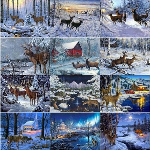 Evershine Diamond Embroidery Animal Cross Stitch Diamond Painting Kit Deer 5D DIY Beaded New Arrival Winter Handmade Hobby