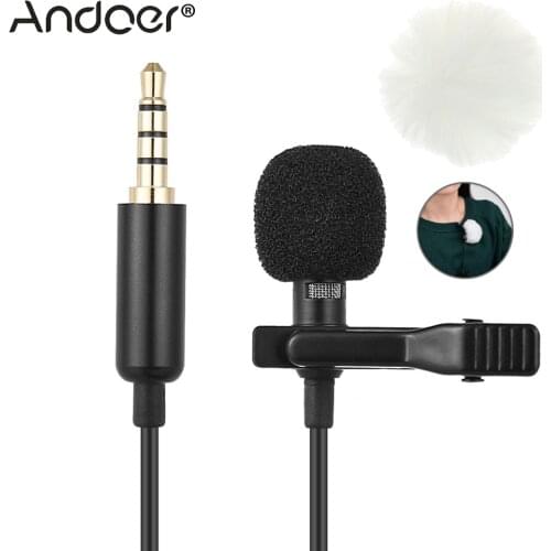 Andoer EY-510A Mini Portable Clip-on Lapel Lavalier Condenser Mic Wired Microphone for iPhone Android Smartphone DSLR Camera