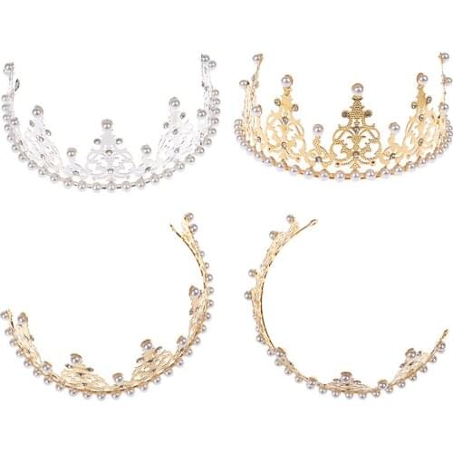 Shining Mini Crown Cake Topper Metal Pearl Happy Birtay Cake Toppers Engagement Cake Decor Sweet Party Wedding Decoration