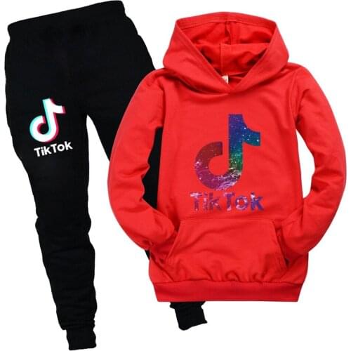 TIK TOK Kids Hoodies Tracksuit Autumn boy Clothing Sets Cartoon Children Boy Girl Clothes Hooded Pants Suits