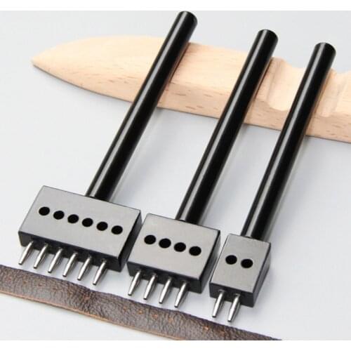 1Pcs 2/4/6/Hole Leather Hole Punches Hole Cutter Leather Punching Tool 4/5/6/mm Spacing Black Round Stitching Punch Tools