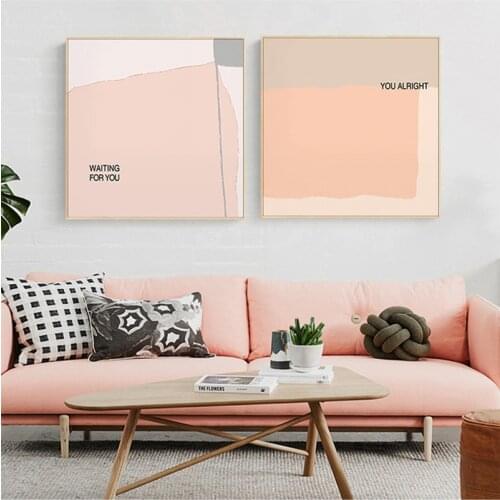 Famous Flesh pink Morandi Canvas Painting Posters Print Color Block Modern Decor Wall Art Pictures For Living Room home decor