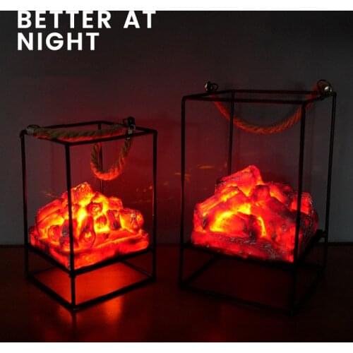 1Pc Creative LED Flame Light Home Christmas Halloween Simulated Charcoal Fireplace Lamp