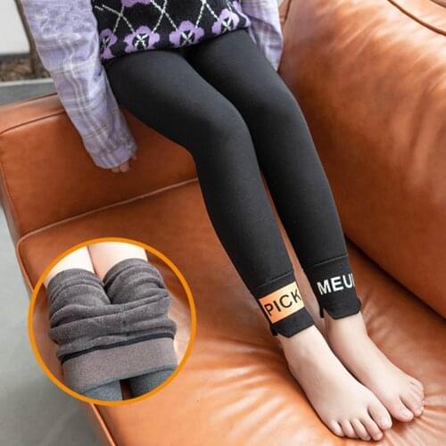 Girls Leggings Autumn Winter Korean Plus Velvet Thick Pants Children Clothes 2 to 12 Years Baby Leggings Letters Print Trousers
