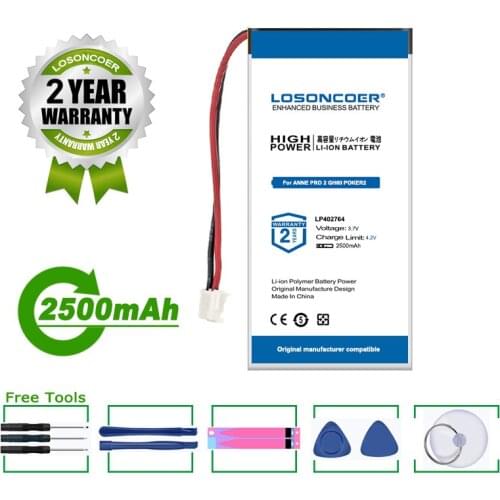 LOSONCOER 2500mAh LP402764 Battery For ANNE PRO 2 GH60 POKER2 Obins RGB Wireless Mechanical Keyboard Batteries