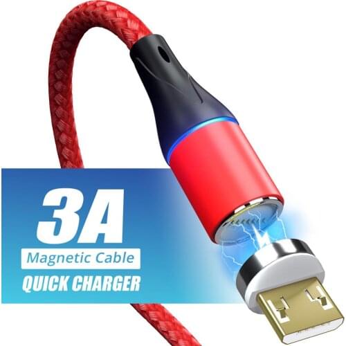 3A USB Magnetic Cable Micro USB Type-C Quick Charge QC 3.0 Fast Charging Magnetic Charger Wire for Samsung Xiaomi Redmi Huawei