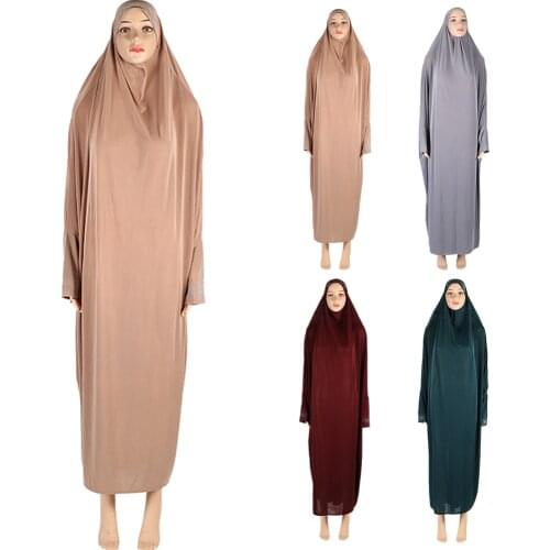 Muslim Women Prayer Garment Clothes Middle East Hooded Islamic Ramadan Arab Abaya Burqa Full Cover Overhead Worship Service New