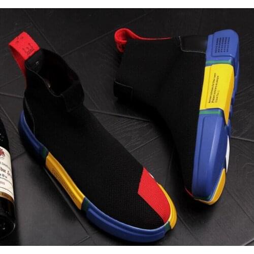 Summer Mens High Tops Knitted Socks Shoes Hip Hop Trend Mens Casual Shoes Mens Designer Sneakers Increased High Ankle Boots