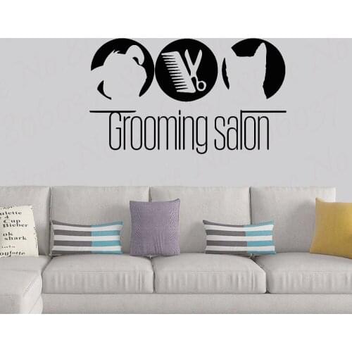 Dog Cat Grooming Salon Vinyl Decal Stickers Pet Shop Wall Window Modern Creative Decoration Mural Art Decals WL1904