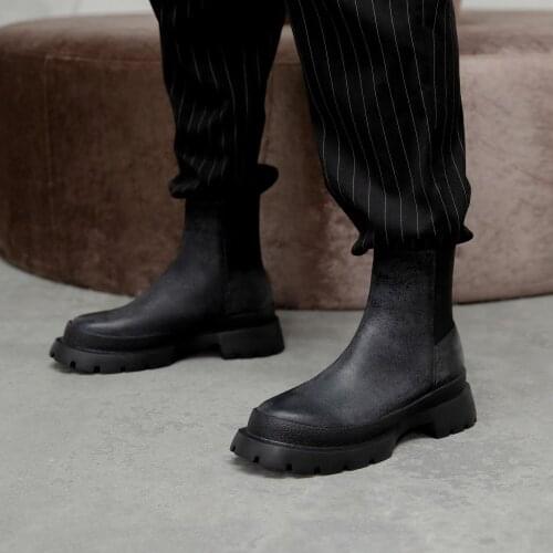 Spring and Autumn 2020 new fashion Leather Chelsea boots platform motorcycle boots casual retro Martin boots X618