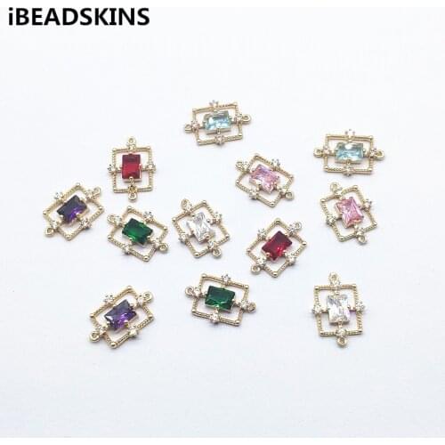 New arrival! 19x14mm 50pc Zircon Rectangle-shape Connectors for HandMade Earrings Parts Jewelry Findings Jewelry Necklace DIY