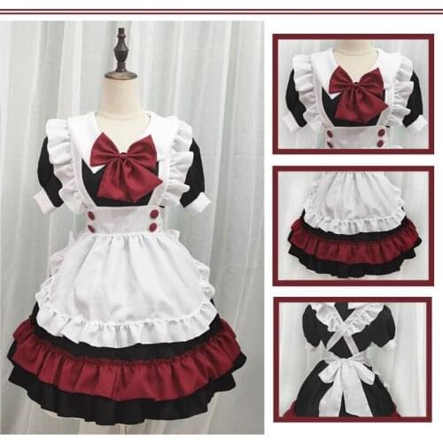 Halloween Gothic Vampire Little Devil Cosplay Dress Red White Short Sleeve Bow Lolita Cake Dress Japanese Sweet Fance French Set