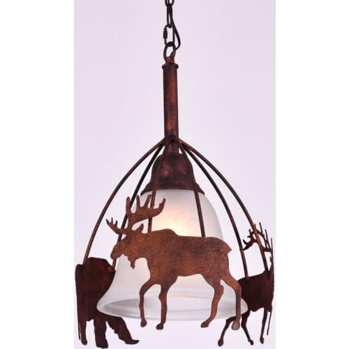 American style pendant lamp industrial air restaurant deer head retro bar table antlers originality glass pendnat light ZA9124
