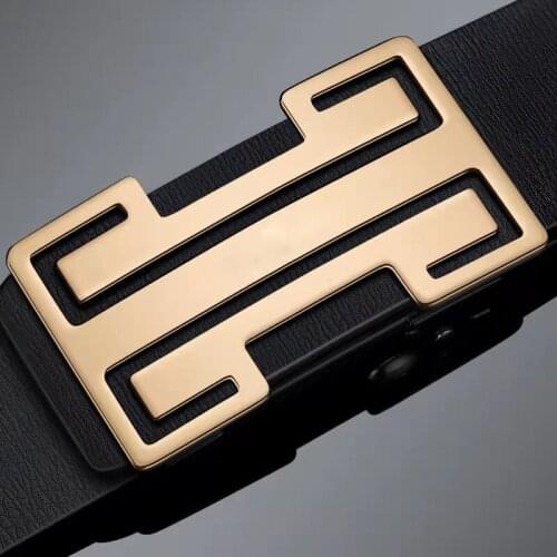 High Quality Automatic buckle full grain leather belt men designer Cowskin black Waist Strap luxury famous brand ceinture homme