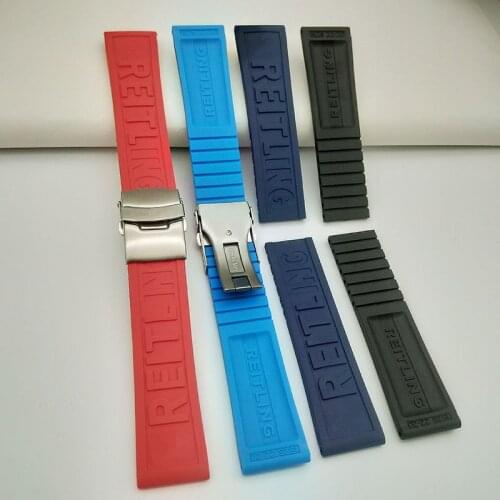 Watch Accessories Silicone Rubber Watch band 22mm 24mm Watchband Bracelet Fit for navitimer/avenger/Breitling strap Free Tool