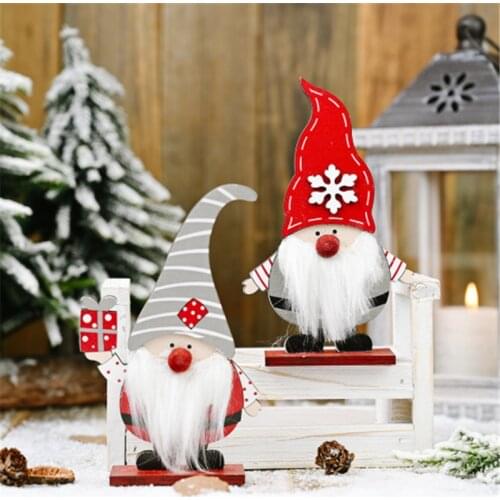 Christmas Decorations for Home Wooden Santa Elf Ornament 2020 Navidad Gift New Year 2021 Merry Christmas Xmas Desktop Decoration
