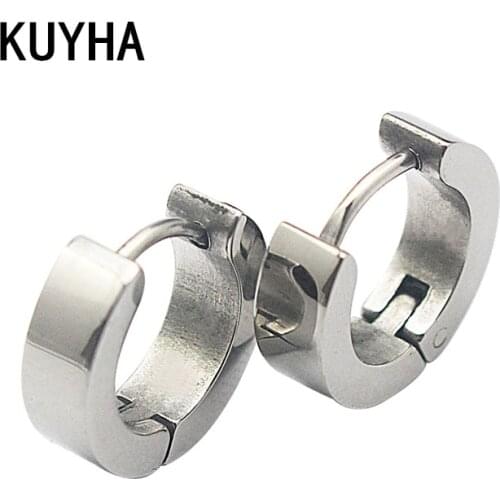 Rock Punk Huggie Earrings Stainless Steel Unique 9MM Diameter Small Round Earrings For Men Women Jewellery Pendientes 3 Colors