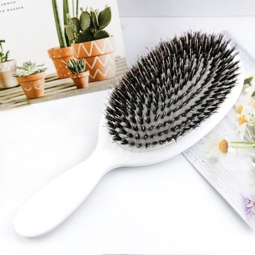 Boar Bristle Paddle Hair Brush Massage Comb Anti Static Detangling Hair Comb Scalp Care Massage Brush Barber Hairdressing Tools