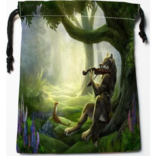 Best Fantasy Fox Drawstring Bags Custom Storage Printed Receive Bag Compression Type Bags Size 18X22cm Storage Bags