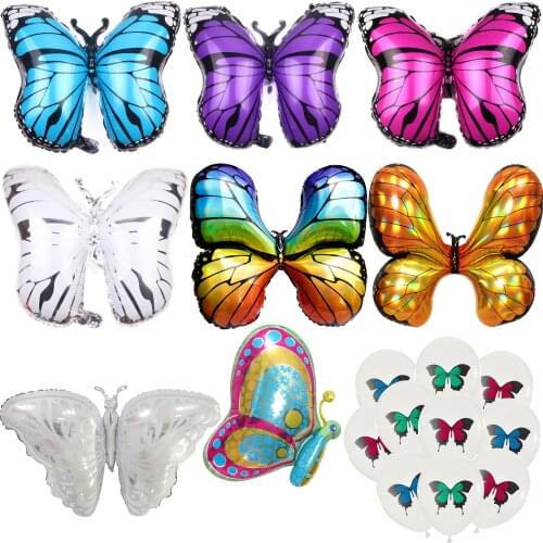 Large Butterfly Foil Balloon for Baby Shower Kids Girl Birthday Jungle Party Decoration Inflatable Balloon Toys Animal Globos