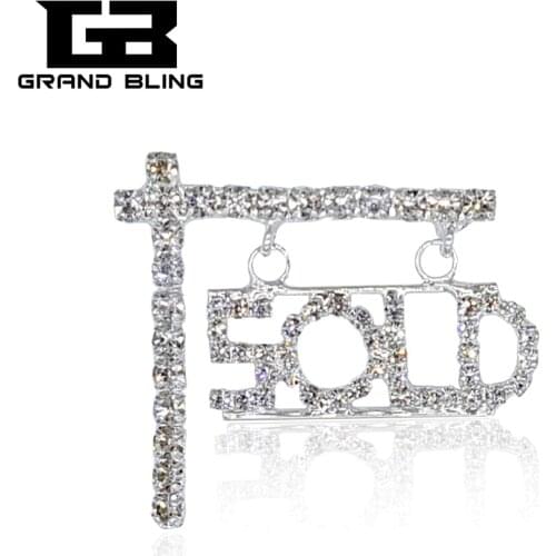 Crytal Brooch pin "SOLD" Word Lapel Pin for The Job in Real Estate