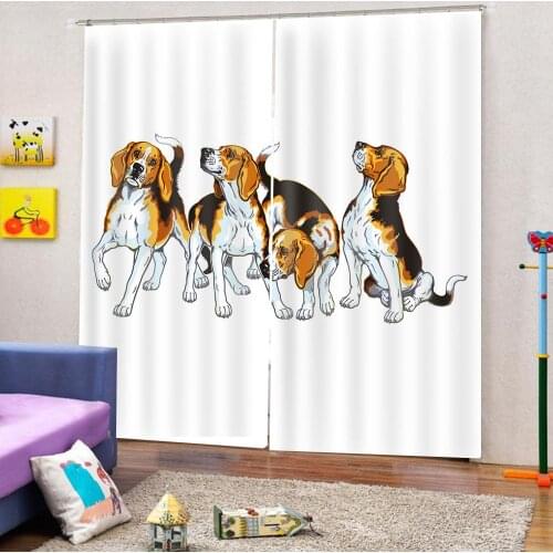 Dog curtains 3D Window Curtain Dinosaur print Luxury Blackout For Living Room Decoration curtains