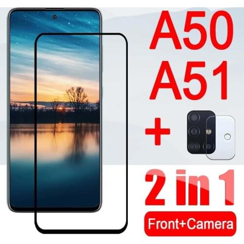 Glass on a51 a50 protective screen protector for samsung galaxy a 51 50 51a 50a With Camera Lens film sheet Tempered Glas 2 in 1