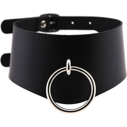 Harajuku Pu Leather choker Round Collar Bondage Goth Choker for women 2019 belt necklace punk Trendy Rock Sexy Gothic jewelry