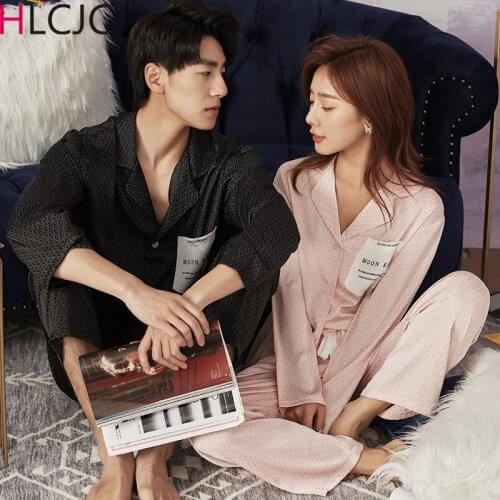 Lovers Winter Pajamas Couples Silk Satin Sleepwear Soft Pyjama Sets Nightgown Women Pajama Sets Long Sleeve Men Lounge Pijamas