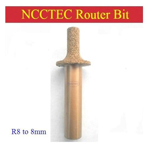 [1/2" 12.7mm Shaft] CNC Brazed Diamond Router Bits R8 to 8mm | kitchen countertop marble Quartz Slate Arc Fillet Knife