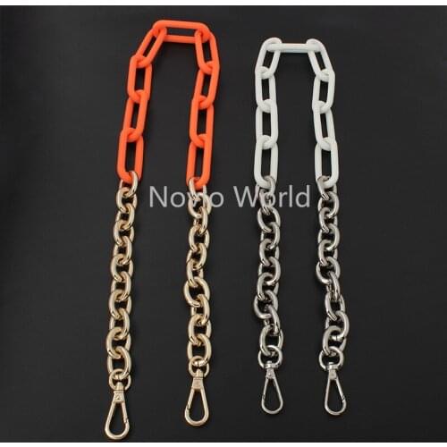 1-5pcs total 120cm, White Orange 38cm Resin Chain Gold/Light gold/Silver Metals Bag Shoulder Strap Metal Chain in Carabiners