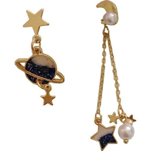 10 pair / lot fashion jewelry accessories new design gold metal star moon planet earrings women