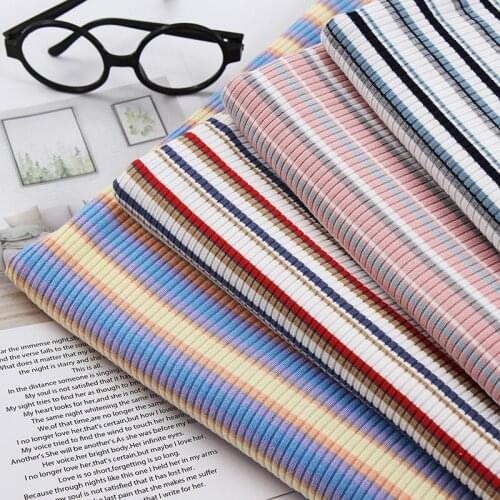 100cm * 135cm / piece, Color Bar Combed Cotton Cloth,Clothing,Knitwear,Cardigan,Dress,Puppet,Hat Fabric, DIY Handmade Materials