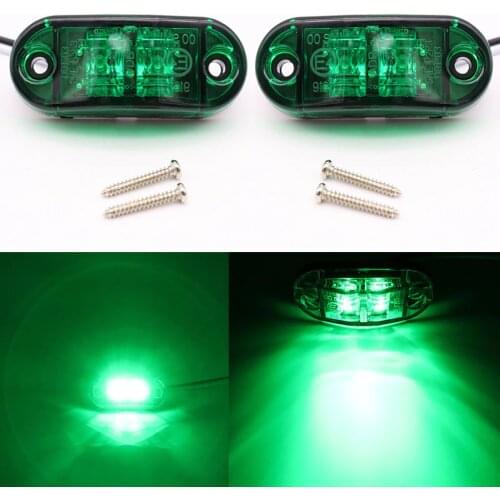 2Pcs 12V / 24V LED Side Marker Lights Car External Lights Warning Tail Lights Trailer lights Truck Auto Lorry Lamp Green New