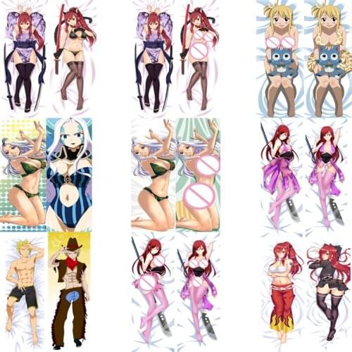 2017-August update Anime Fairy Tail Natsu Lucy Heartfilia & Erza Scarlet Dakimakura pillow cover case hugging Body pillowcase