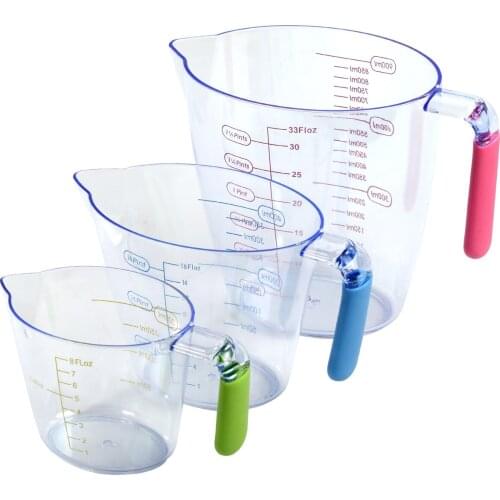 3PCS Clear Kitchen Measuring Cups Set With ml pints floz markings for Liquid Powder Heat Resistant Baking Tool 900ml 400ml 200ml