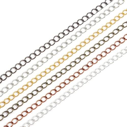 5m/lot 2.5 2.8 3.6 4.8 mm Long Open Link Ring Extended Extension Necklace Chains Tail Extender Chain For Jewelry Making Supplies