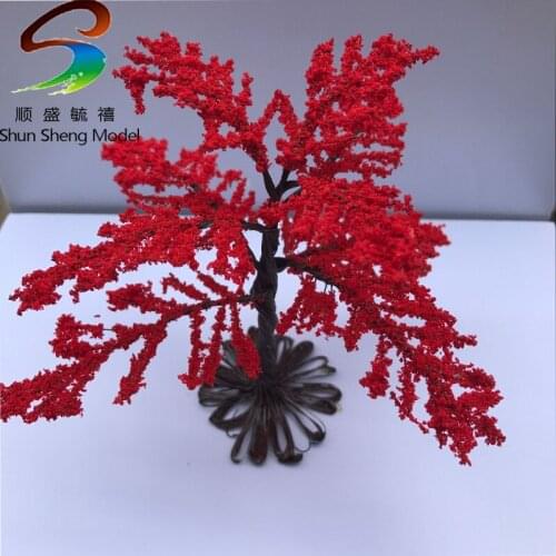 6pcs H:12cm Mini Tree With base Scale Model Wire Red Color Tree For Train Layout Set