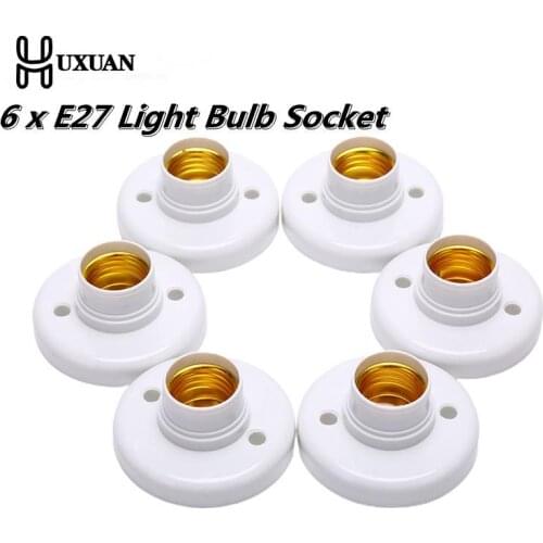 6pcs/lot E27 Screw Cap Socket White Ceiling Light Lamp Bulb Fixing Base Stand Light Bulb Holder
