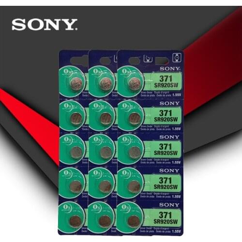 15pcs Sony 100% Original 371 SR920SW 920 1.55V Watch Battery SR920SW 371 Button Coin Cell MADE IN JAPAN