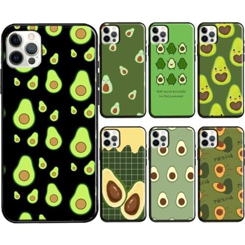 Funny Avocado Art Fruit Case For iPhone X XR XS Max 7 8 Plus SE 2020 12 Mini 11 Pro Max Soft Phone Cover Coque