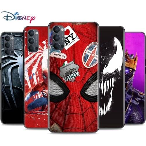 Marvel Venom Spiderman Soft Black Silicone Cover For OPPO Reno 5 Pro+ 3 4 Lite F SE Z Pro 4G 5G Phone Case Shell