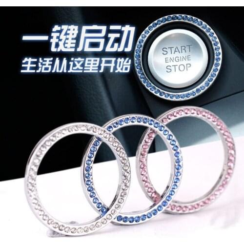 Car one key start decorative ring diamond car starting ring decorative car key ring mouth accessories
