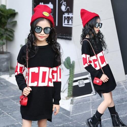 Baby Girls Thicken Sweaters 2019 Winter Children Long Sleeve Knitted Clothes Kids Autumn Letter Owl Sweater For 6-14 Years