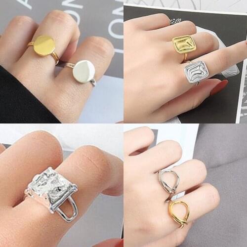 For Women Rings Simple Design Geometry Round Alloy Gold and Silver Color Finger Ring Engagement Jewelry Gift Jewelry