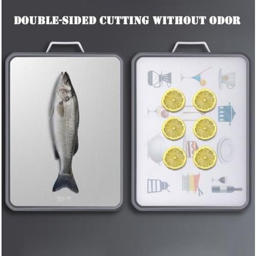 Double-sided Stainless Steel Kitchen Cutting Board Multifunction Anti-mold Thicken PP Chopping Block
