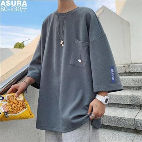 Men T Shirt Summer Oversized Japan Style Short Sleeve O Neck Harajuku Korean Fashion Vintage High Street Hip Pop Loose Tops