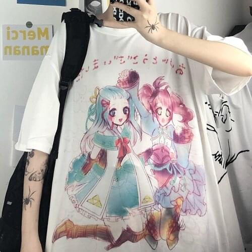 Japanese Secondary Energy Lolita Academy Style Cute Cartoon Girl Comic Sweet Short-sleeved T-shirt Harajuku Women T Shirts