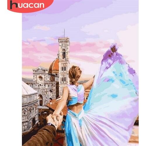 HUACAN Painting By Number Portrait Drawing On Canvas HandPainted Painting Art Gift DIY Pictures By Number Girl Kits Home Decor